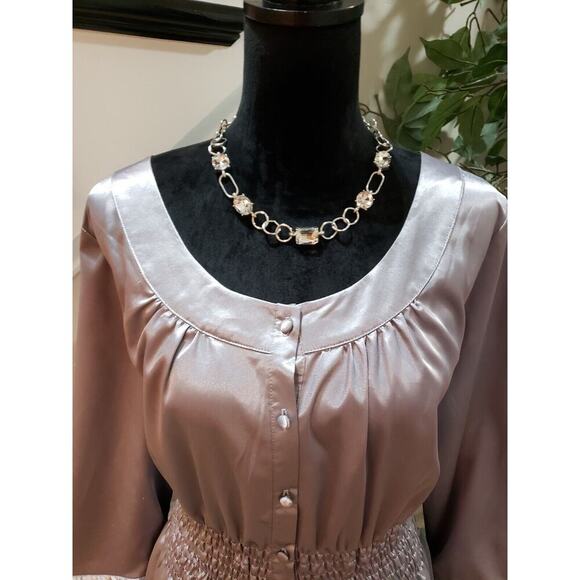 Unique Spectrum Women's Gray Round Neck Long Sleeve Button Down Shirt Size 18W - Picture 2 of 9